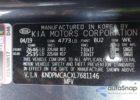 2020 Kia Sportage Lx from USA, damaged, VIN KNDPMCACXL7681146